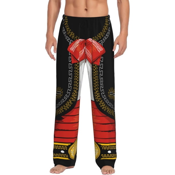 Fotbe CHARRO SUIT Pantalones de Pijama para Hombre, Pantalones de Dormir, Pantalones de Casa con Cintura Ajustable y Bolsillos-X-Large