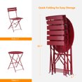 thumbnail image 4 of Sonerlic 3Pcs Foldable Outdoor Bistro Steel Patio Chairs with a Table,Cherry red, 4 of 7