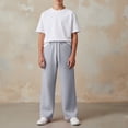 thumbnail image 7 of WhouRiu Boys Casual Jogger Pants Solid Color Drawstring Waist Baggy Wide Leg Sweatpants Kids Comfortable Cute Trousers With Pockets,5-6 Years, 7 of 7