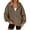 Coffee, variant on Women's Y2K Faux Suede Zip-Up Hoodie - Oversized Long Sleeve Casual Winter Sweatshirt, Warm Pockets Track Jacket for Fall & Spring
