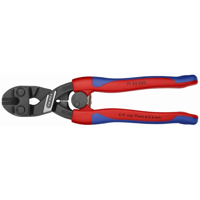Alicates KNIPEX 7122200 de alto apalancamiento, cabeza angulada, mango cómodo