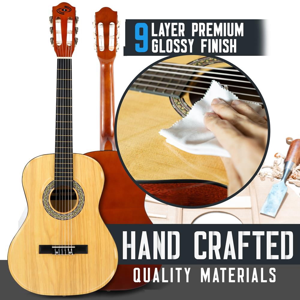 36'' -Inch 6-String Classical Guitar - Guitar with Digital Tuner & Accessory Kit, (Nature Color)