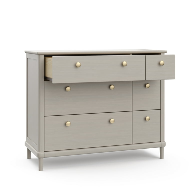 Motherly by Storkcraft Timeless 6 Drawer Dresser with Changer Topper Brushed Fog