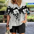 thumbnail image 2 of AYA Femmes Décontracté Simple Mode Col Rond Manches Courtes Haut Shorts Imprimé Ensemble Deux Pièces, 2 of 3