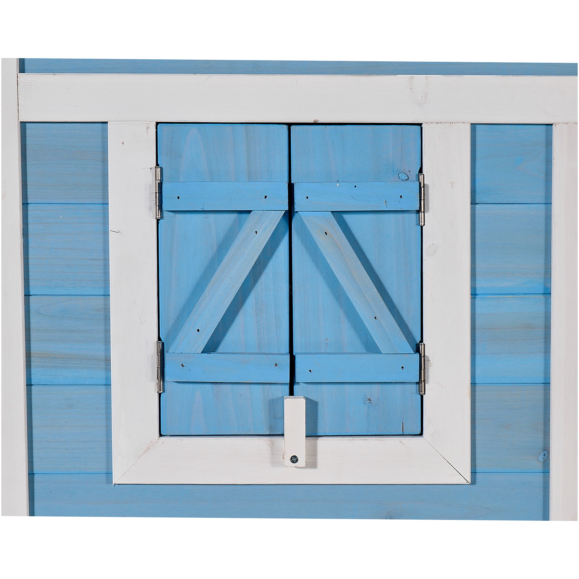JERFIT 76 Inch Large Outdoor Rabbit Hutch with Waterproof Roof, Removable Tray, Ramp & Play Run Area, Light Blue Wooden Bunny Cage House