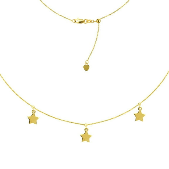 14k Yellow Gold Dangle Triple Star Adjustable Choker - 2.5 Grams - 16 Inch