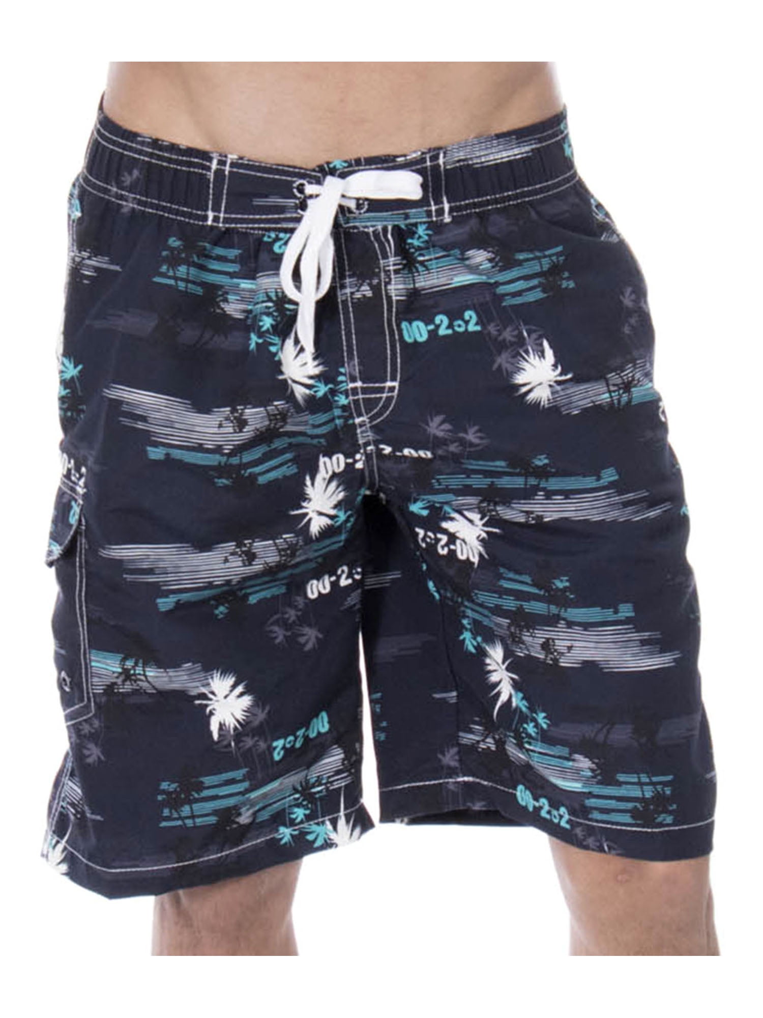 Men's Casual Beachwear Coconut Trees Board Shorts Swim Trunks, Blue ...