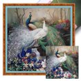 thumbnail image 1 of Kit Lienzo Con Sello Artístico 11CT Punto Cruz Pared Costura Pavo Real Natural DIY, 1 of 8