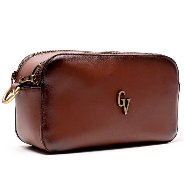 Bolso de piel Guadalupe Vázquez New York café Con cartera amarilla y herrajes oro viejo