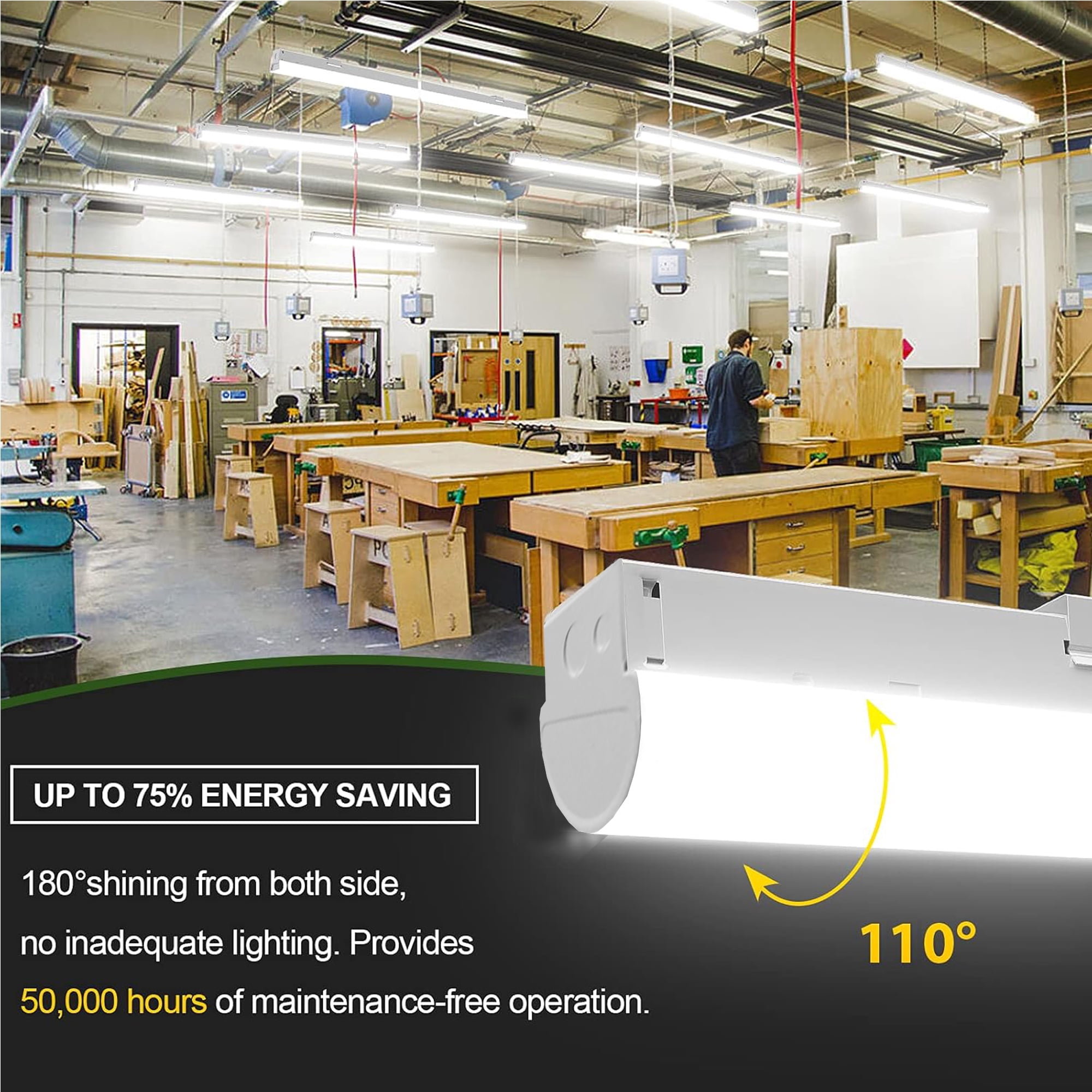 G1 4FT LED Linear Strip Light, 45W, 4000K Neutral White, 5850 Lumens, 130LM/W, 80+ CRI, UL Listed, DLC 5.1 Premium, Commercial LED Shop Light for Garage, Workshop, Office
