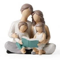 Family of 4 Reading Book Figurines, Home Decoration