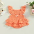 thumbnail image 4 of Baby Girls Knitting Rompers Solid Color Fly Sleeve Ruffle Hem Casual Party Street Spring Fall Summer Rompers Brown 3-6 Months, 4 of 8