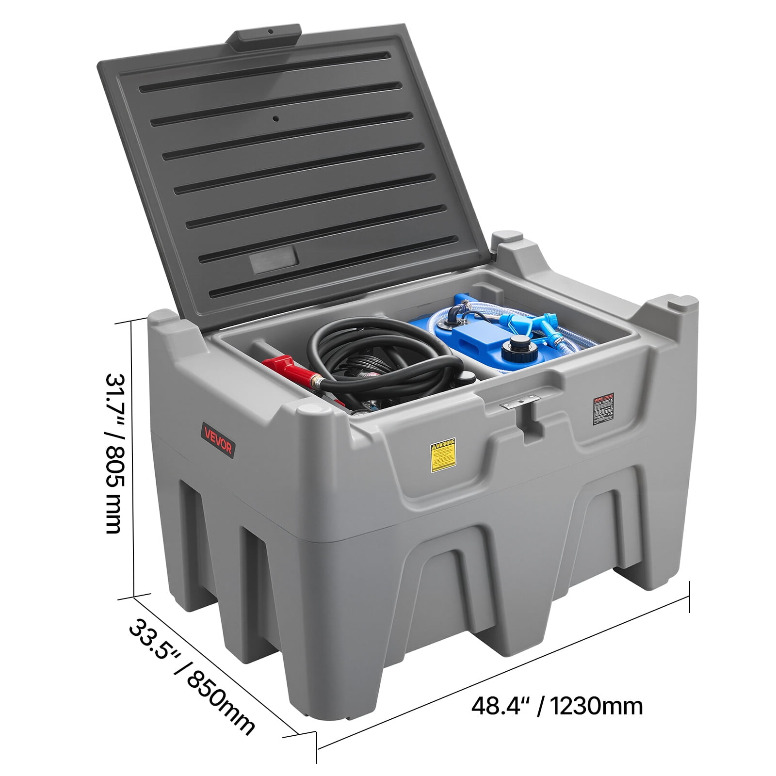 VEVOR Portable Diesel Tank, Separated 106 Gal Diesel & 8 Gal DEF Storage Tank, Leakproof Fuel Transfer Tanks with Pump & 13 Ft Hose, 10 GPM Flow Rate, Gas Storage Tanks for Easy Fuel Transportation