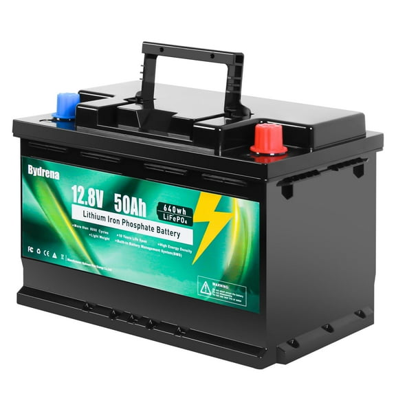 12V 50Ah LiFePO4 Battery 640wh Lithium Iron Phosphate Battery for Boat Marine Trolling Motor Camping