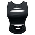 thumbnail image 4 of Women's Tennis Tanks Fashionable Solid Hollowed Out Sleeveless Top for Elegant Everyday Wear Black M, 4 of 5