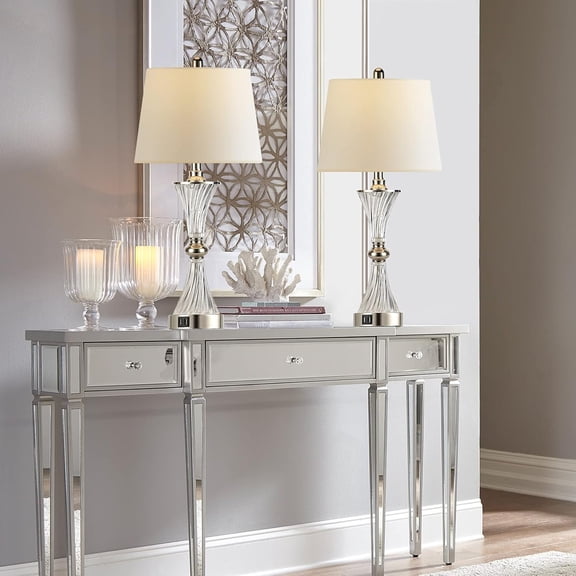 26" Tall Modern Table Lamps Set of 2 with 2 USB Ports,3-Way Dimmable Modern Nightstand Touch Desk Lamp,for Bedroom Living Room End Tables Office(Bulbs Included)