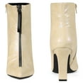 thumbnail image 3 of Unique Bargains Pointed Toe Front Zip Chunky Heel Ankle Boots for Women Gold 7, 3 of 6