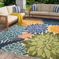 thumbnail image 2 of Arenarug 5'x8' Tropical Floral Outdoor Rug, Washable Waterproof Chenille Carpet for Patio Deck Porch Living Room, Rainbow, 2 of 7