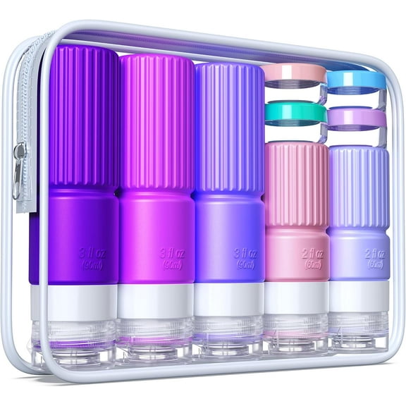 19pack Travel Bottles for Toiletries,TSA Approved Silicone Travel Containers for Toiletries,Leak Proof Refillable Liqus Shampoo And Conditioner Essentials toiletry