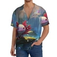 thumbnail image 1 of Fotbe Pond Cute Axolotl Camisa Estampada de Manga Corta para Hombre, Casual de Verano, Estilo Playero, Sin Arrugas-Small, 1 of 5