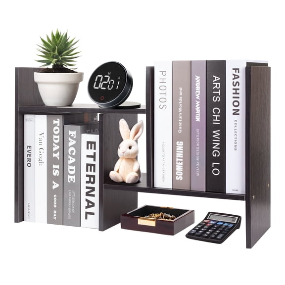 YOYTOO Desk Shelf Organizer, Desktop Organizers Storage Shelves Tabletop Bookshelf for Home Office, Black