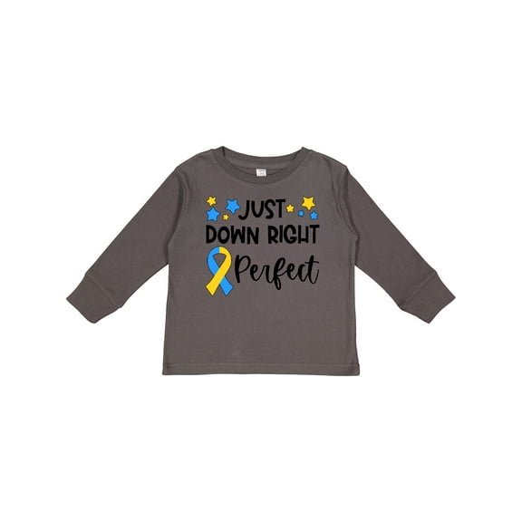 Inktastic Just Down Right Perfect Down Syndrome Awareness Ribbon Boys or Girls Long Sleeve Toddler T-Shirt