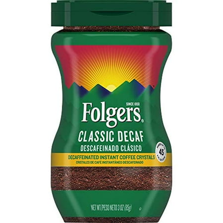 Folgers Roast Crystal Instant Coffee, Classic Decaf, 3 oz, 3 Pack
