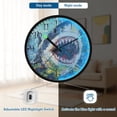 thumbnail image 5 of Voice Activated Clock with Glow Light 12 Inch Large Silent Wall Clock Battery Operated for Home Decor Abstract Painting Of A Shark, 5 of 8