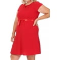 thumbnail image 4 of Women's Plus Size Casual Flared A Line Swing Dresses Short Sleeve With Belt Trim, 4 of 6