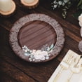 thumbnail image 4 of Efavormart 25 Pack Brown Rustic Wood Print 13" Paper Charger Plates With Floral Lace Rim, Round Disposable Serving Plates, 4 of 11