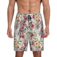 thumbnail image 1 of Kdxio Roses Mixed Zebra Print Mens Shorts, Breathable Lounge Sleepwear Set with Elastic Waistband and Pockets-Small, 1 of 6