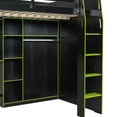 thumbnail image 3 of Mirightone Full Loft Bed with Gaming Desk, Full Gaming Loft Bed with Storage and Wardrobe, Gaming Loft Bed with Light for Adults, (Black+Green), 3 of 7