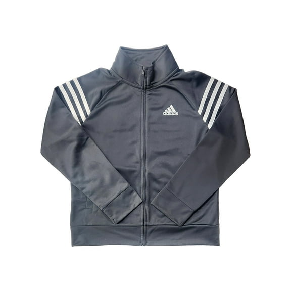 Adidas Boys Gray Full Front Zip Athletic Jacket Sweatshirt Small 8