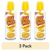 (3 pack) Easy Cheese Cheddar Cheese Snack, 8 oz