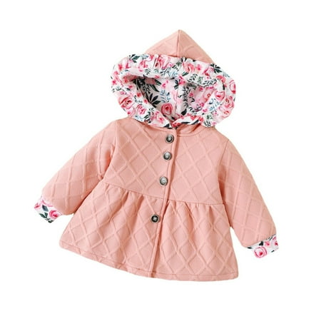 

JDEFEG Light Girls Jacket Baby Girls Long Sleeve Patchwork Floral Hooded Jacket Winter Button Coats Outer Outfits Clothes Baby Girl Clothes Coats Polyester Red 9M