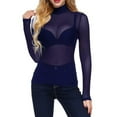 thumbnail image 1 of TheFound Woman's Mesh Perspective Base Tops Turtleneck Long Sleeve T-shirt, 1 of 9