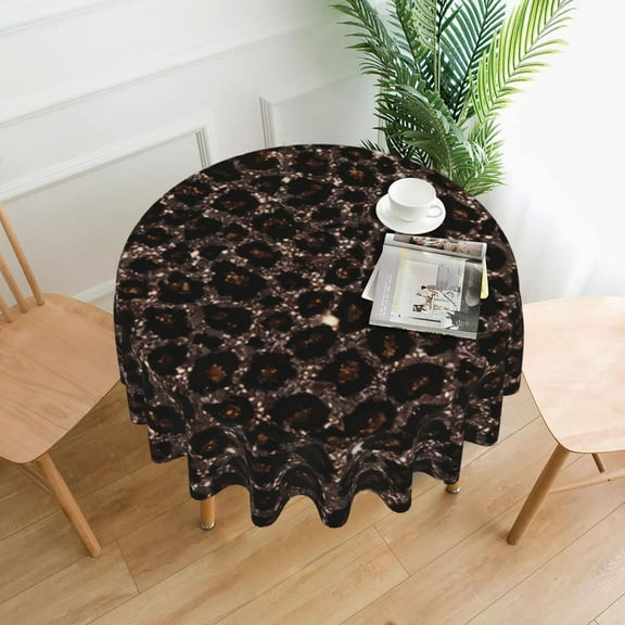 Tablecloth Retro Brown Leopard Round Table Cloth Animal Funny Table Cover Tablecloths Wedding Birthday Party Table Decoration
