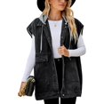 thumbnail image 3 of Zontroldy Denim Jean Chaleco para mujer de gran tamaño sin mangas con botones Denim Jean chaleco chaleco chaqueta, 3 of 5