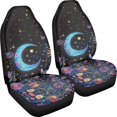 thumbnail image 3 of POLERO Breathable Vehicle Seat Covers for Van, Washable Nonslip Front Seat Cover Polyester Set of 2, Moon Star Flower Field, 3 of 9
