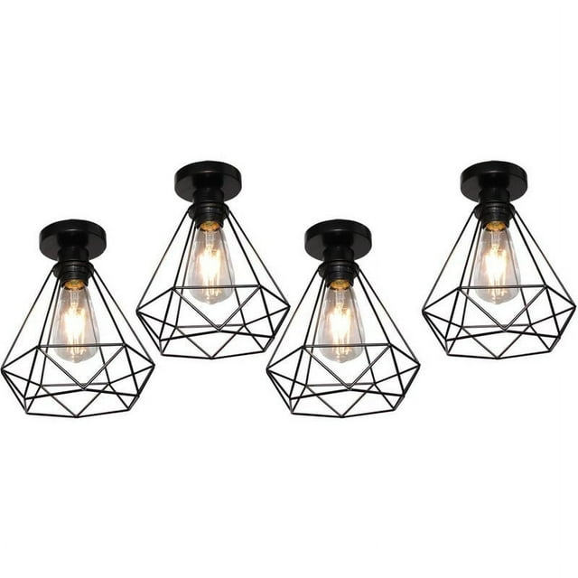 Farmhouse Style Ceiling Light, Energy Saving LED Bulb Compatible, Wide Application for Hallways Kitchens Dining Rooms, Semi Flush Mount Design (4PCS)