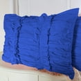thumbnail image 2 of 2 Piece Ruched Ruffle Pattern Solid Royal Blue Pillow Shams, (King 20X36 Pillow Cover), 100% Egyptian Cotton, 800 Thread Count, King Size, 2 of 3