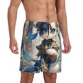 thumbnail image 2 of Uemuo Exotic Blue Cat Pattern Men's Short Pajama Pants – Soft & Breathable Lounge Shorts, Elastic Waistband with Pockets, Lightweight Sleepwear for All-Season Comfort-3X-Large, 2 of 6