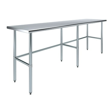 AmGood 24 in. x 96 in. Open Base Stainless Steel Work Table | Residential & Commercial