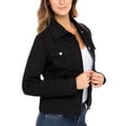 thumbnail image 5 of Women's Classic Denim Jacket– Button-Up, Long Sleeve, Casual Jean Coat with Chest Pockets Black L, 5 of 6