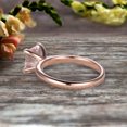 thumbnail image 3 of Startling Morganite Solitaire Engagement Ring On 10k Rose Gold 1 Carat Cushion Cut Heart Prong Promise Band Anniversary Gift, 3 of 7