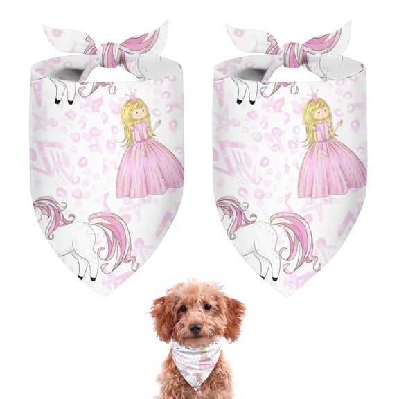 Dog Bandana 2 Pack,Princess Unicorn Pattern Bandanas for Dogs,Cat Bandana,Small/ Large Dog Bandana 2 Size,Dog Bandanas