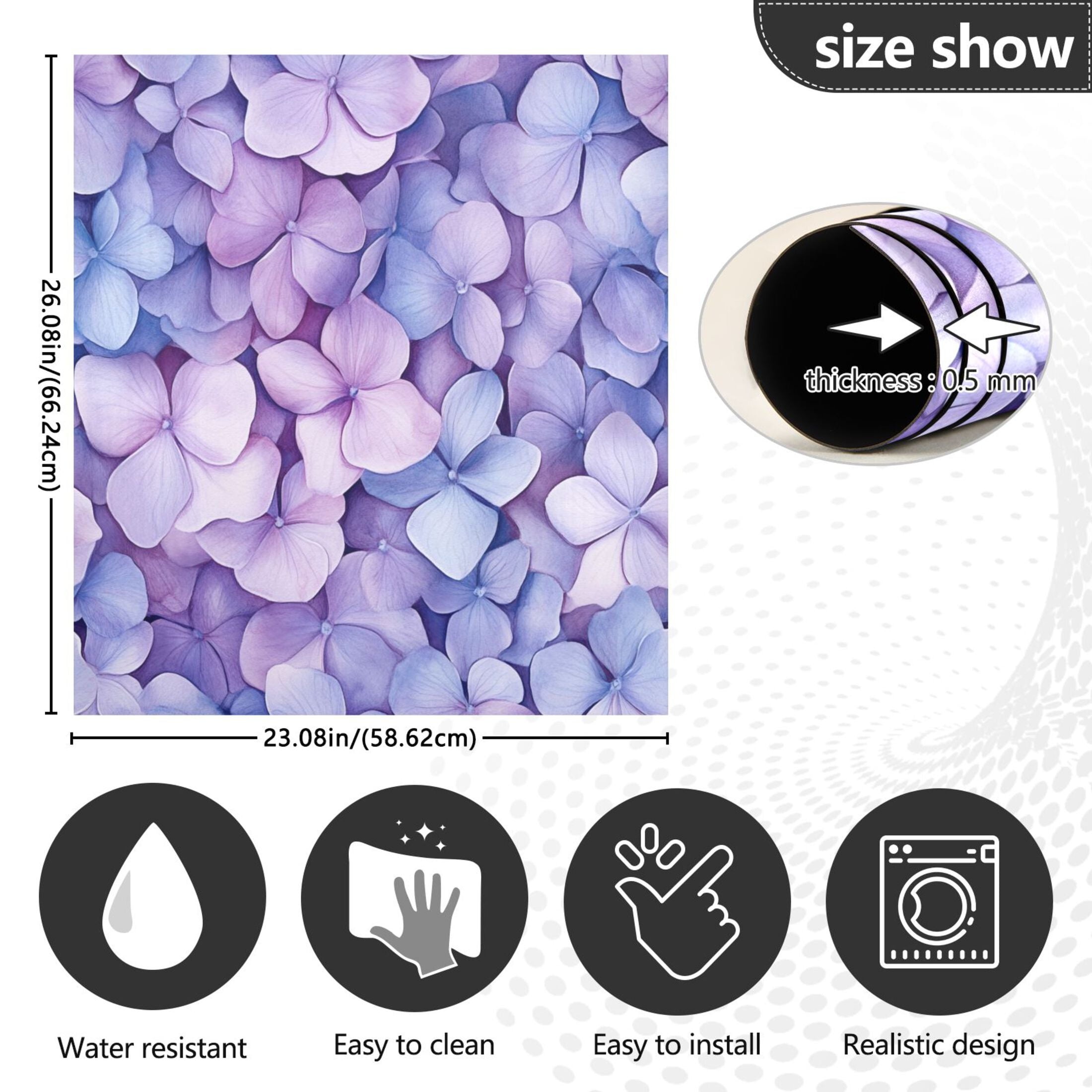 Dishwasher Magnetic Sticker 23x26 Inch Refrigerator Magnetic Sticker Washing Machine Magnetic Sticker Kitchen Panel Magnetic Sticker Home Decor Purple Hydrangea Petals