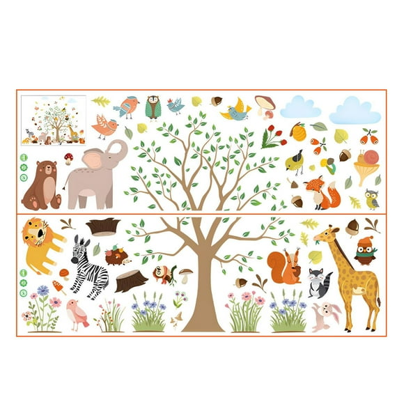 Autocollants Muraux Arbre Animal Décoratifs Pelables et Autocollants Amovibles Décalcomanies pour Maison Garderie Chambre d'Enfants Décorations