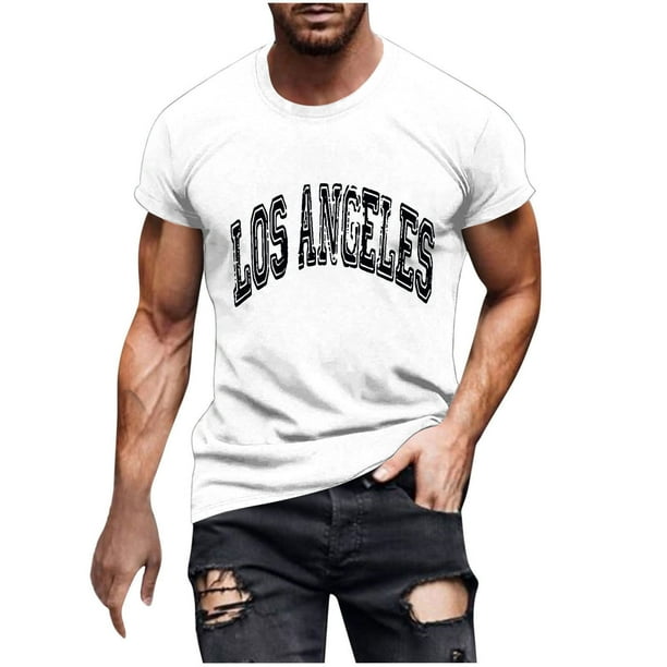 Camisetas de Manga Larga para Hombres Blusa de Cuello Redondo de Impresión Deportiva, Camiseta de Manga Corta de Moda para la Primavera Y Diaria