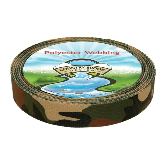 Country Brook Design - Woodland Camo HD Polyester Webbing (1 Inch)